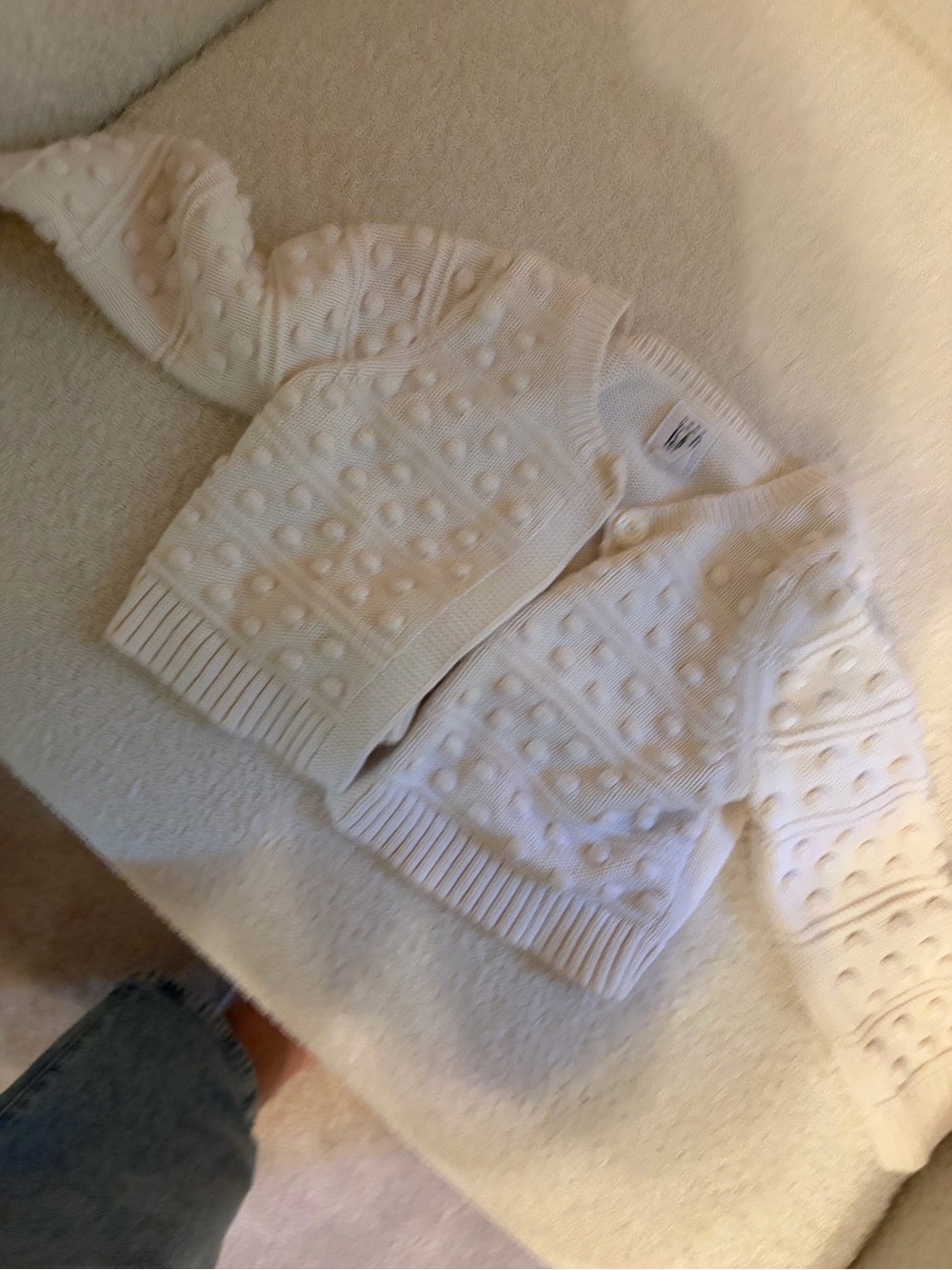 GAP Cream Bubble-Knit Cardigan